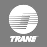 Trane logo with a white circle with line in it
